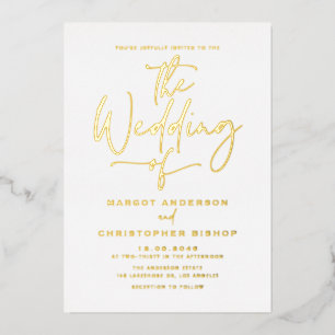 Invitation En Aluminium Mariage de calligraphie à main simple