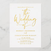 Invitation En Aluminium Mariage de calligraphie à main simple (Recto)