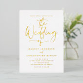 Invitation En Aluminium Mariage de calligraphie à main simple (Debout devant)