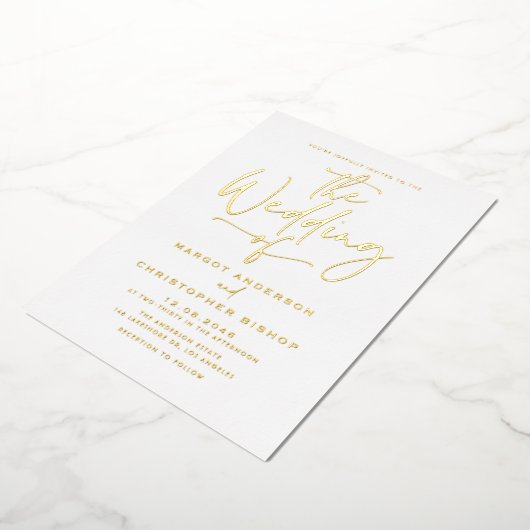 Invitation En Aluminium Mariage de calligraphie à main simple (Rotation)