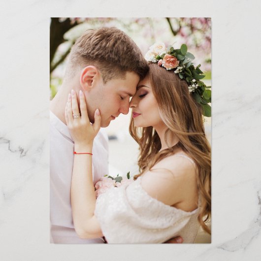 Invitation En Aluminium Mariage de calligraphie à main simple (Verso)