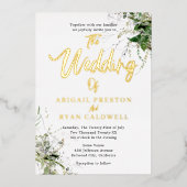 Invitation En Aluminium Mariage de calligraphie à pinceau vert (Recto)