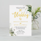 Invitation En Aluminium Mariage de calligraphie à pinceau vert (Debout devant)
