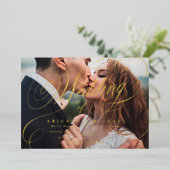 Invitation En Aluminium Mariage de calligraphie classique or (Debout devant)