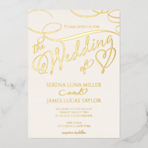 Invitation En Aluminium Mariage de calligraphie de floraison de l'huile d'