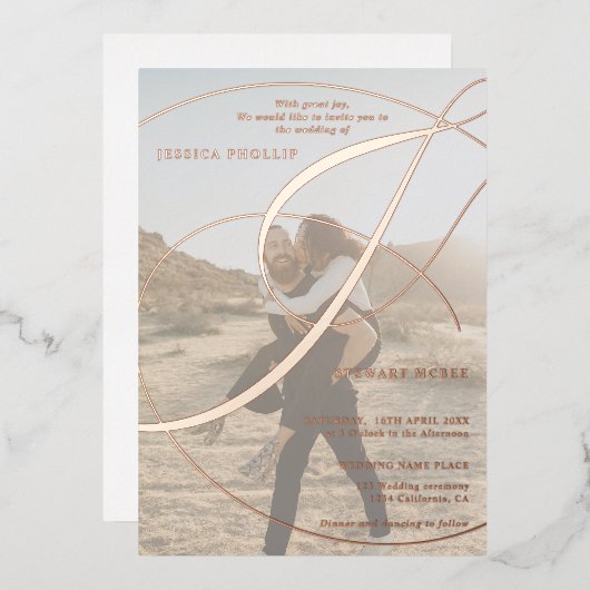 Invitation En Aluminium Mariage de calligraphie de l'esperluette de script (Recto/Verso)