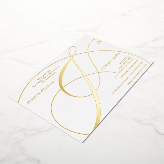 Invitation En Aluminium Mariage de calligraphie de l'esperluette de script (Rotation)