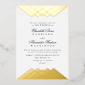 Invitation En Aluminium Mariage de calligraphie Géométrique Feuille d'or (Recto)