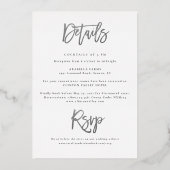 Invitation En Aluminium Mariage de calligraphie moderne Silver (Verso)