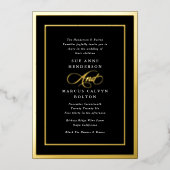 Invitation En Aluminium Mariage de calligraphie officielle moderne en noir (Recto)