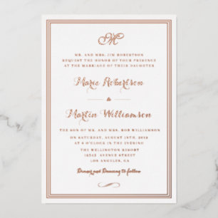 Invitation En Aluminium mariage de calligraphie or noir et rose