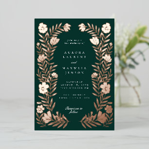 Invitation En Aluminium Mariage de charpente végétale folk