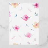 Invitation En Aluminium Mariage de coeur botanique à fleurs dorées (Verso)