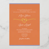 Invitation En Aluminium Mariage de coeur Orange Gold (Recto)