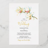 Invitation En Aluminium Mariage de couleur d'eau Magnolia blanche (Recto)