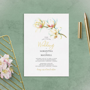 Invitation En Aluminium Mariage de couleur d'eau Magnolia blanche