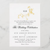 Invitation En Aluminium Mariage de couronne d'or Monogramme classique (Recto)