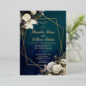 Invitation En Aluminium Mariage de couronne d'or romantique moderne (Debout devant)