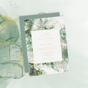 Invitation En Aluminium Mariage de cristal d'Aventurine vert Sage