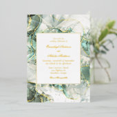 Invitation En Aluminium Mariage de cristal d'Aventurine vert Sage (Debout devant)