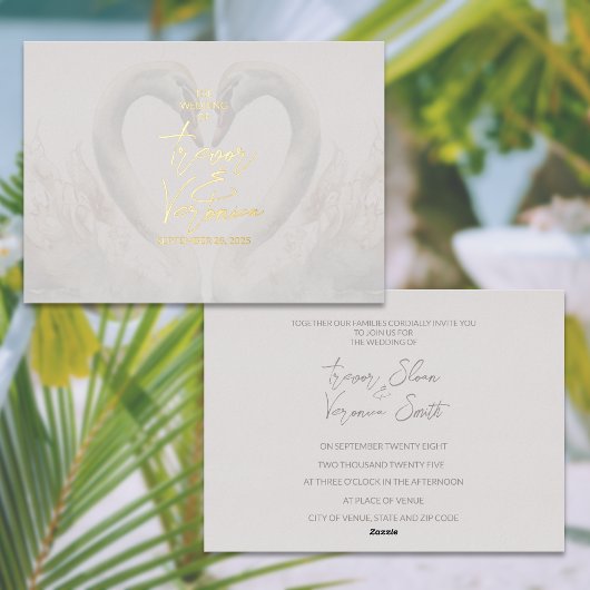 Invitation En Aluminium Mariage de Cygnes