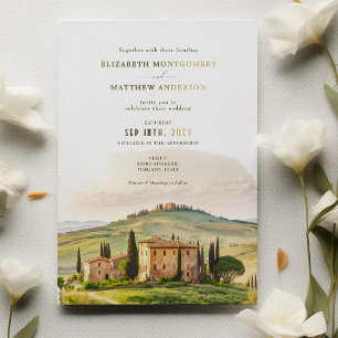 Invitation En Aluminium Mariage de Destination à l'aquarelle en Toscane It
