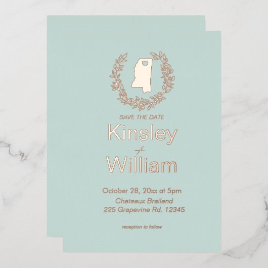 Invitation En Aluminium Mariage de destination à Mississippi (Recto/Verso)