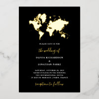 Mariage de destination | Black Elegant World Map G