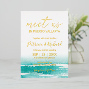 Invitation En Aluminium Mariage de destination Caraïbes à l'aquarelle sur