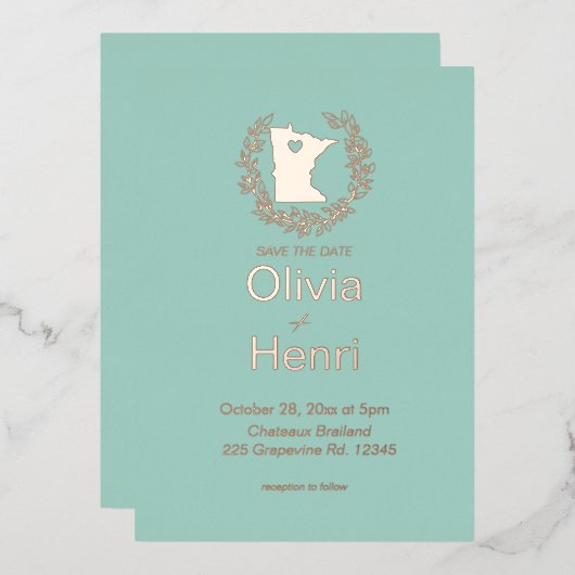 Invitation En Aluminium Mariage de destination de l'état du Minnesota (Recto/Verso)