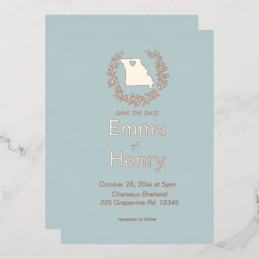 Invitation En Aluminium Mariage de destination du Missouri (Recto/Verso)