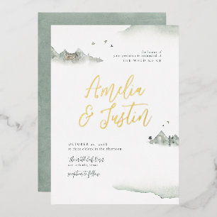 Invitation En Aluminium Mariage de destination extérieur aux montagnes aqu
