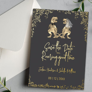 Invitation En Aluminium Mariage de Dinosaure Drôle Enregistrer la Date Gri