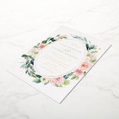 Invitation En Aluminium Mariage de feuillage Floral Gold Blush (Rotation)