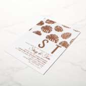 Invitation En Aluminium Mariage de feuille Monstera moderne pressé (Rotation)