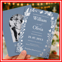 Mariage de Fleur Sauvage Argent Bleu Poussiéreux P