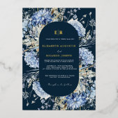 Invitation En Aluminium Mariage de fleurs de printemps bleu Dusty (Recto)