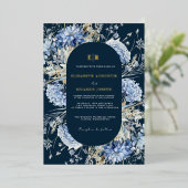 Invitation En Aluminium Mariage de fleurs de printemps bleu Dusty (Debout devant)