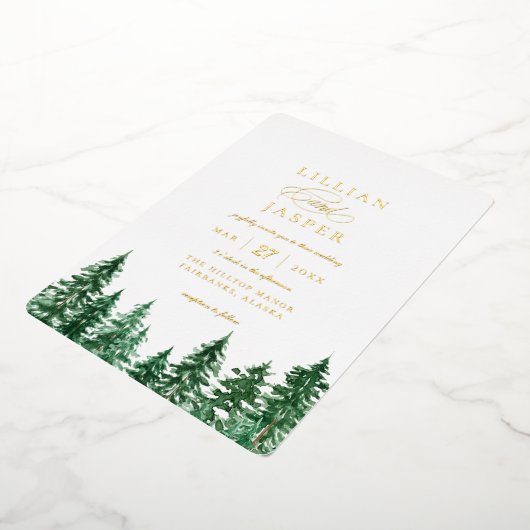 Invitation En Aluminium Mariage de forêt rustique aquarelle (Rotation)
