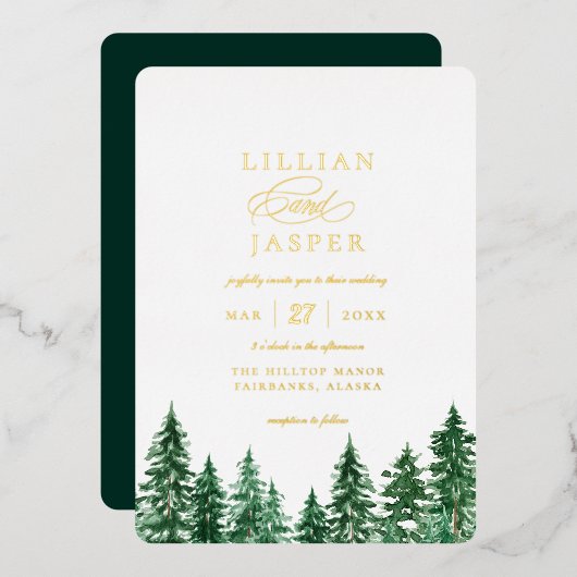 Invitation En Aluminium Mariage de forêt rustique aquarelle (Recto/Verso)