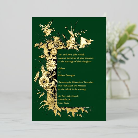 Invitation En Aluminium Mariage de frontière fleur sauvage Frame (Debout devant)