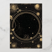 Invitation En Aluminium Mariage de galaxie céleste d'or noir mystique (Verso)