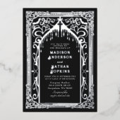 Invitation En Aluminium Mariage de la cathédrale gothique argenté Vampire (Recto)