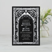 Invitation En Aluminium Mariage de la cathédrale gothique argenté Vampire (Debout devant)