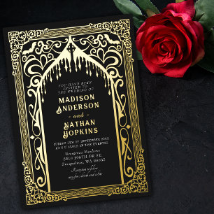 Invitation En Aluminium Mariage de la cathédrale gothique d'or Vampire