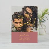 Invitation En Aluminium MARIAGE de la date de sauvegarde du Rose de la pho (Debout devant)