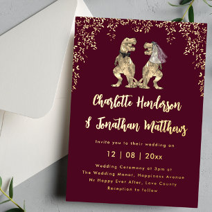 Invitation En Aluminium Mariage de la mariée et du marié dinosaures Bordea