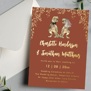 Invitation En Aluminium Mariage de la mariée et du marié dinosaures en ter