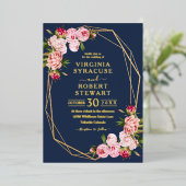 Invitation En Aluminium Mariage de la Royal Blue Navy de couleur rose (Debout devant)