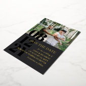 Invitation En Aluminium Mariage de la typographie Gris & Or Photo Enregist (Rotation)